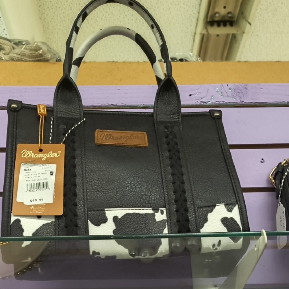Wrangler Cow Print Black Tote